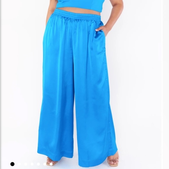 SHOW ME YOUR MUMU irwin pants in blue  luxe satin size 2X - Picture 6 of 8